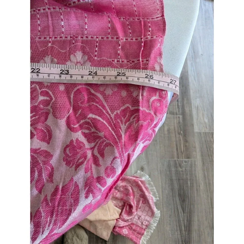 100% Silk Scarf Pink Orange 65x26 Silky Soft Lightweight Layering Warmth Cozy
